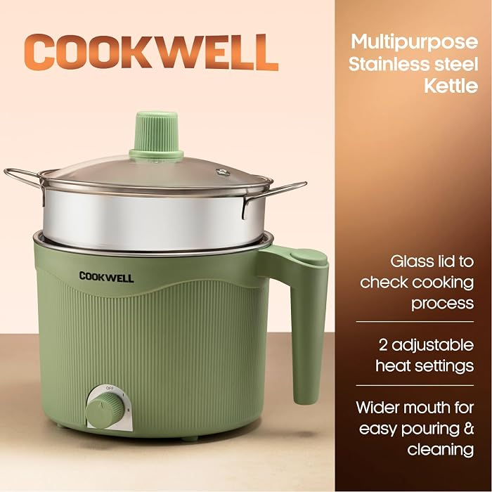 Cookwell Multipurpose Cook Kettle With 1.5L Steel Inner Pot (600W)