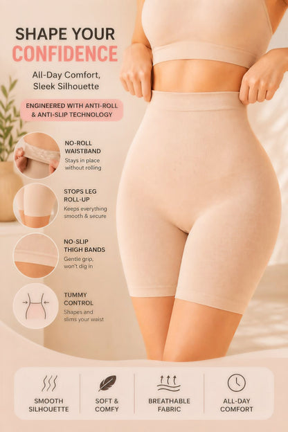 Seamless High-Waist Tummy Tuck Shapewear – Body Sculpting Shorts