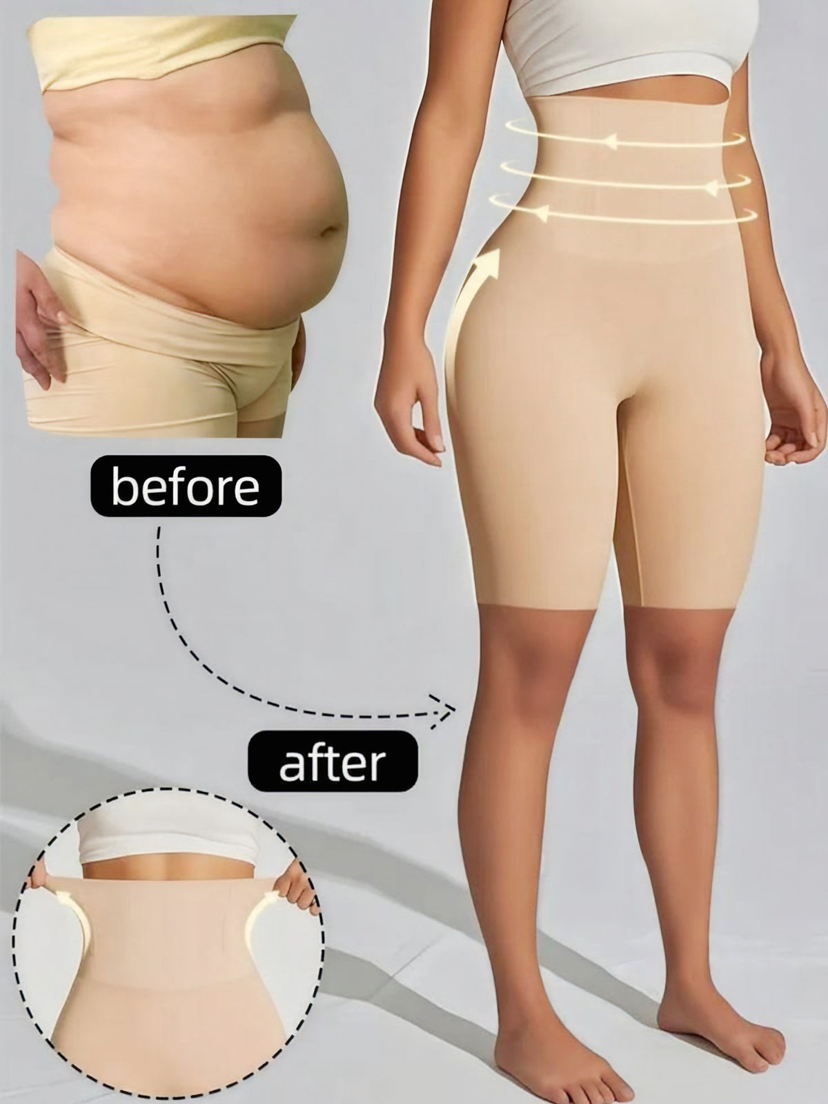 Seamless High-Waist Tummy Tuck Shapewear – Body Sculpting Shorts